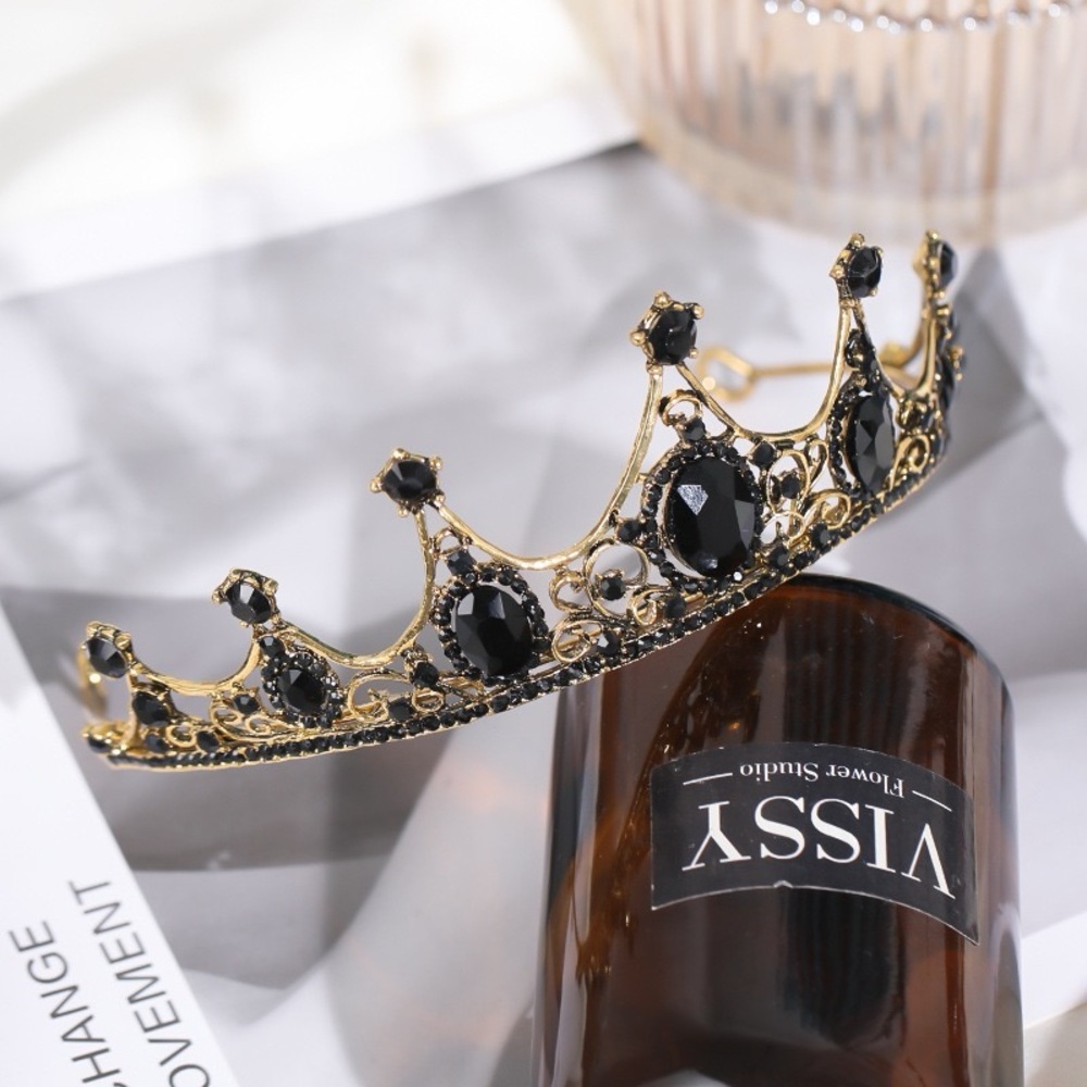 Black crystal tiara goth punk wedding party